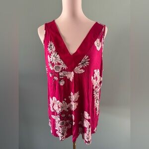 Maurices Pink and White Asymmetrical Tank Top XL